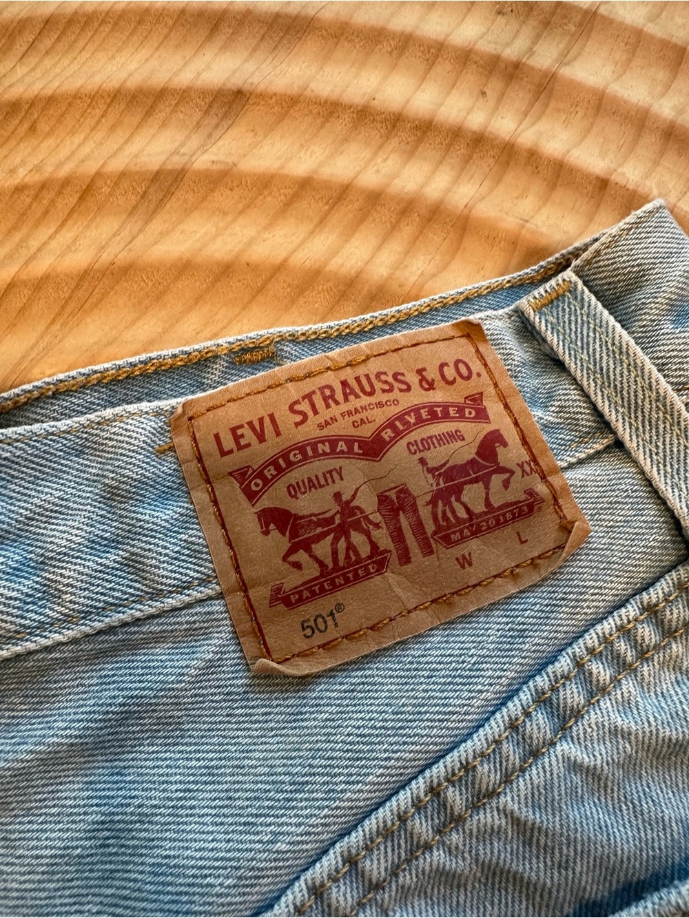 Levi's Light Blue Denim Cutoff Shorts with Raw Hem - Picture 4 of 5